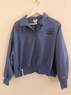 Champion Blue Collared Pullover Sweatshirt